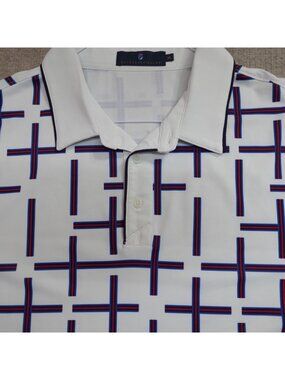 Extracurricular Polo Shirt XL White Geometric Print Performance